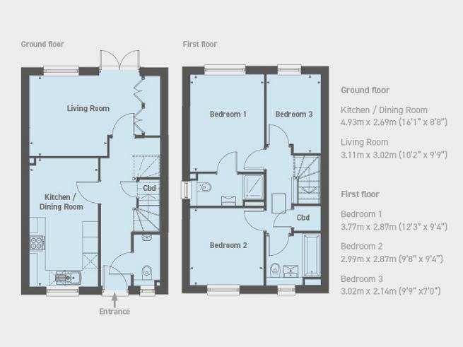 Floor plan 3 bedroom house - artist's  impression subject to change